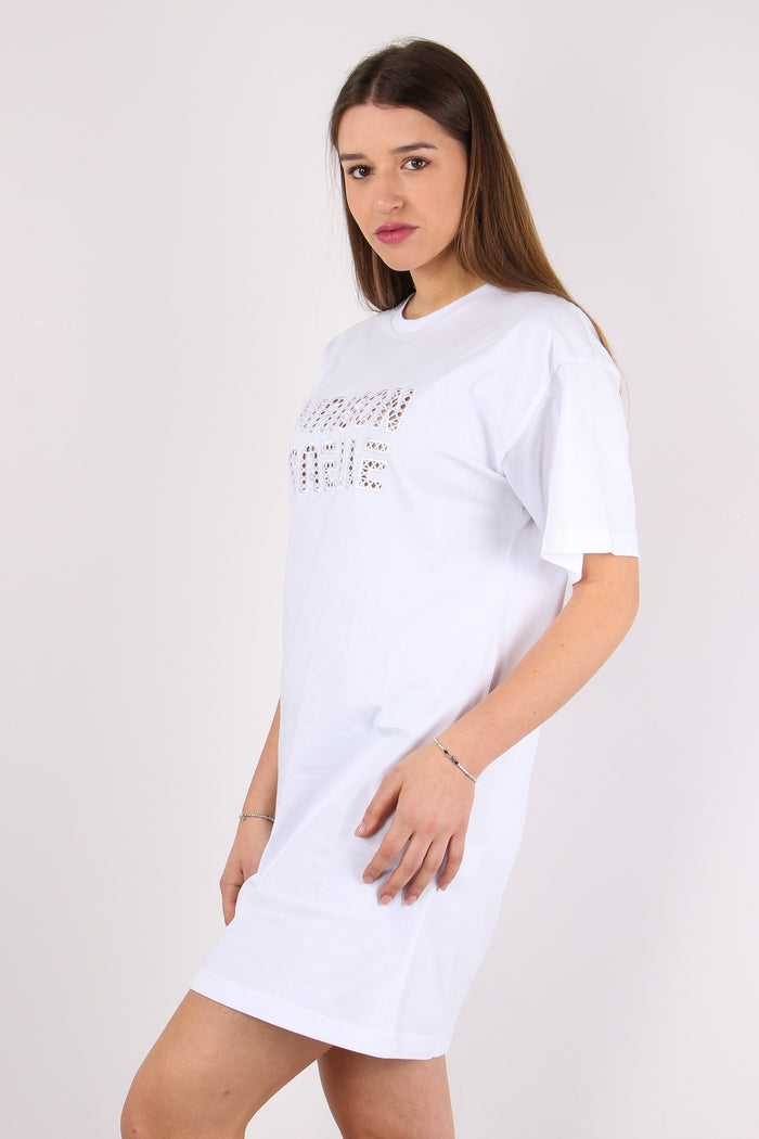Maxi T-shirt Ricamo Maison Gae Bianco-3