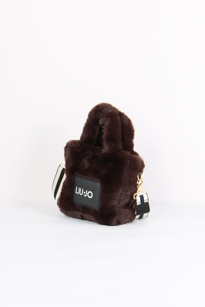 Shopping Mini Ecopelliccia Cioccolato-5
