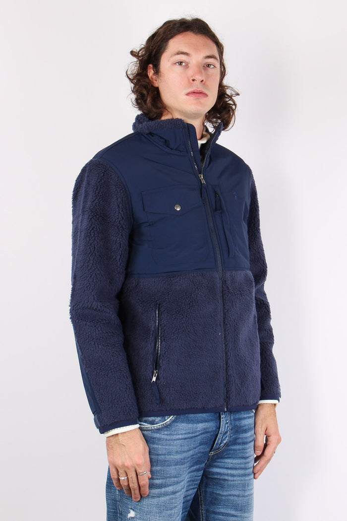 Felpa Full Zip Bimateriale Navy-4