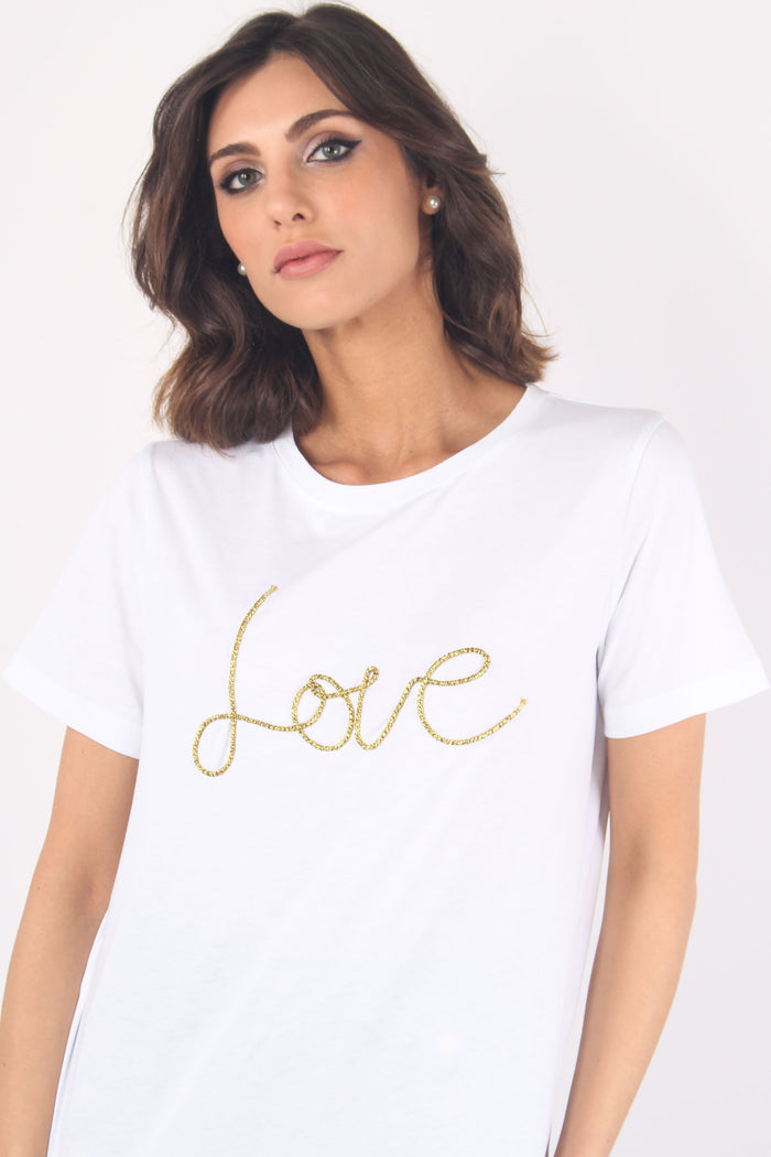 T-shirt Ricamo Love Bianco-7