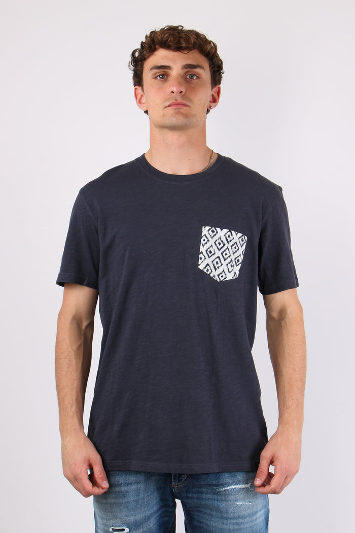 T-shirt Taschino Stampa Etnica Navy-2