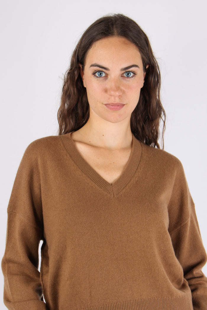 Mlseditore Maglia Scollo V Cammello-7