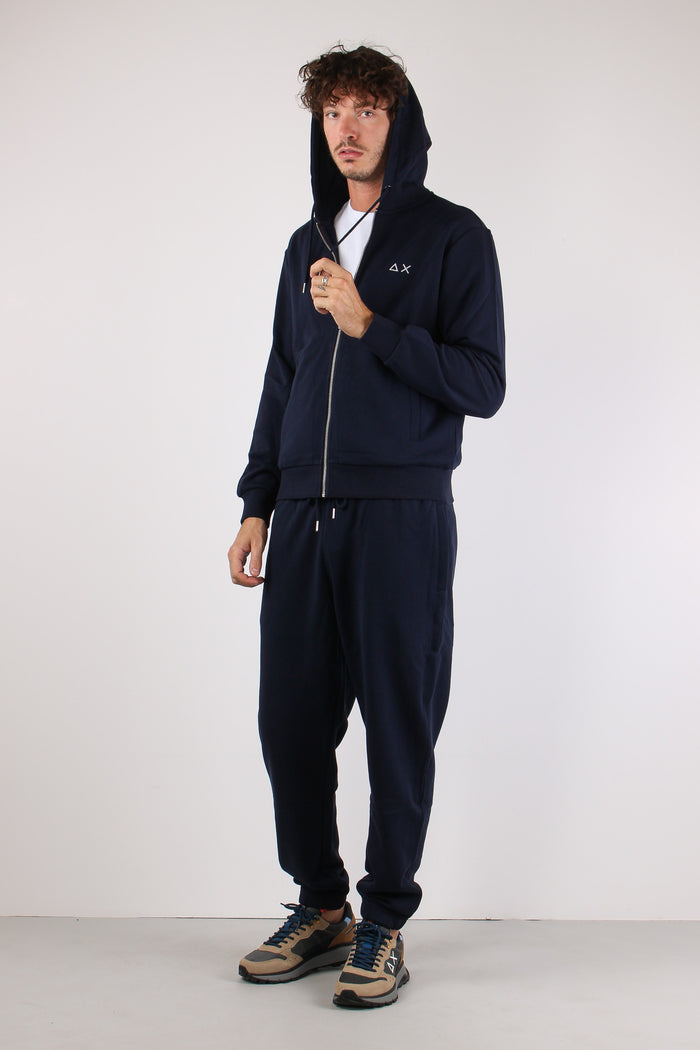 Felpa Full Zip Cappuccio Navy Blue-3
