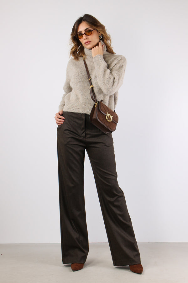 Maglia Collo Alto Cropped Sesame