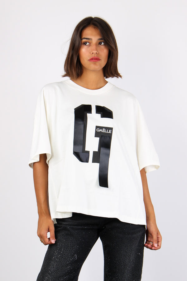 T-shirt Over Logo Nastro Off White