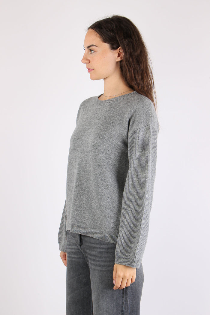 Maglia Girocollo Basica Melange Grey-7
