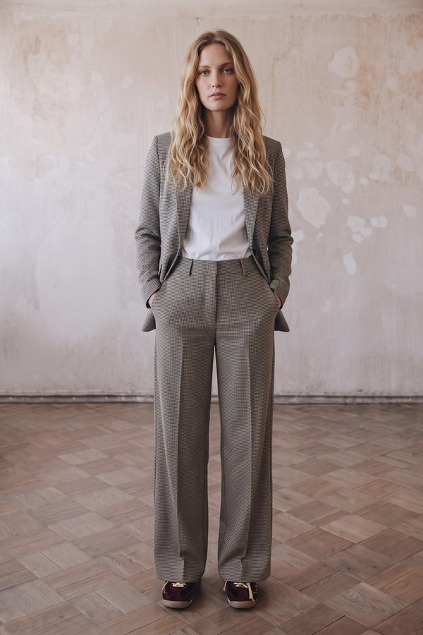 Pantalone Doppia Pences Micro Blu/bordeuax