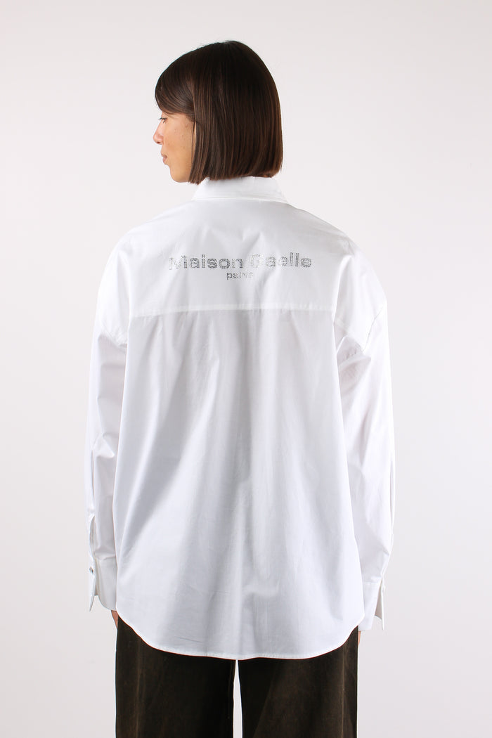 Camicia Logo Strass Bianco-4