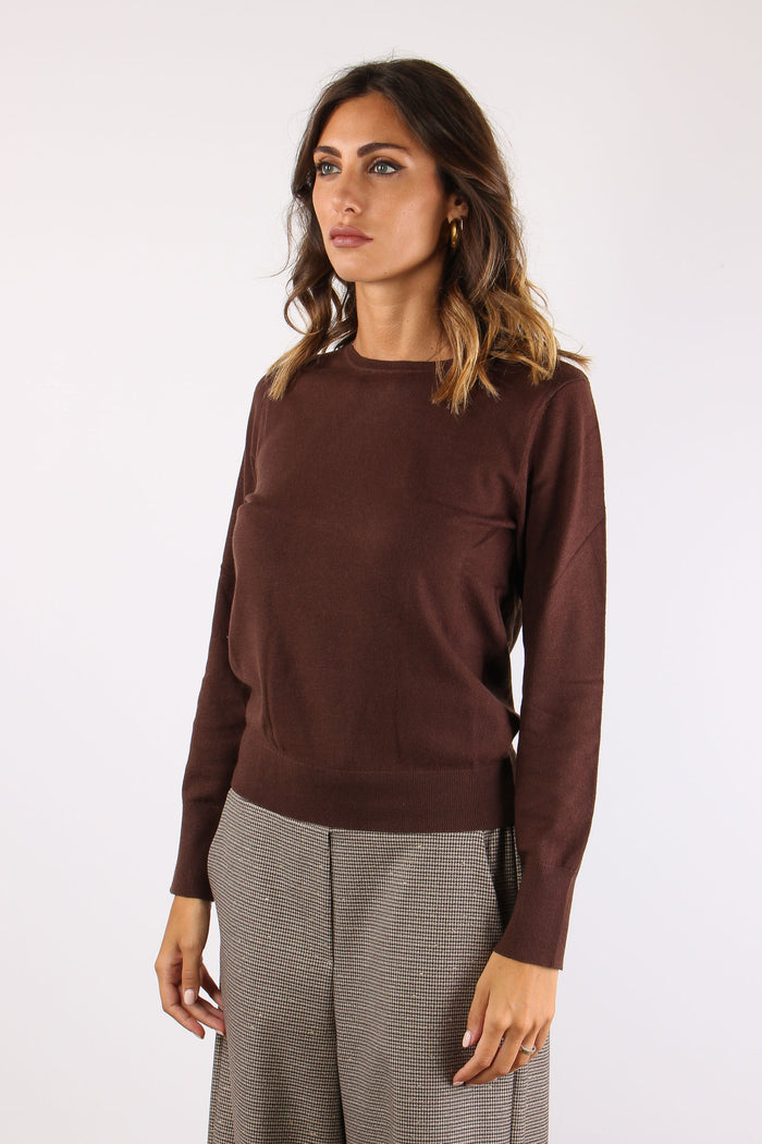 Maglia Girocollo Viscosa Cacao-3