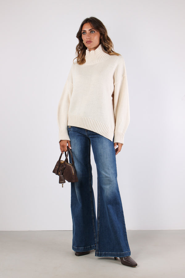Lys Maglia Over Collo Alto Ivory