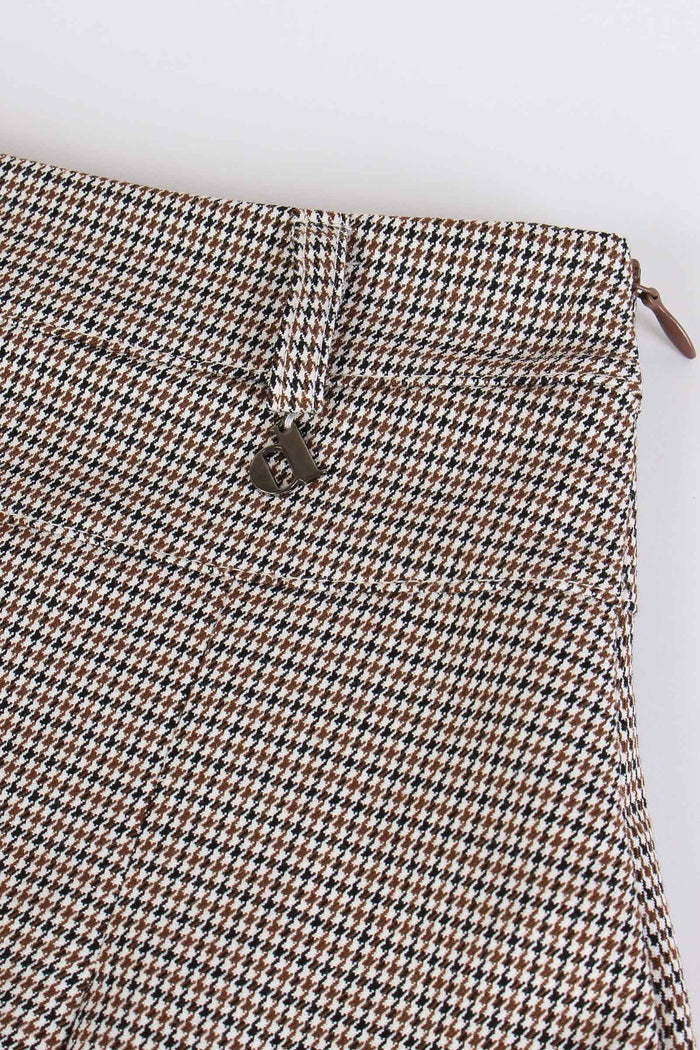 Gonna Pieghe Pied De Poule Caffe-5