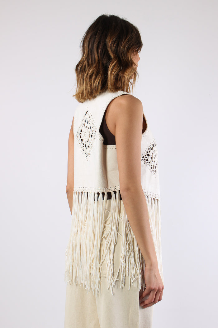 Gilet  Frange Ricami Natural-6
