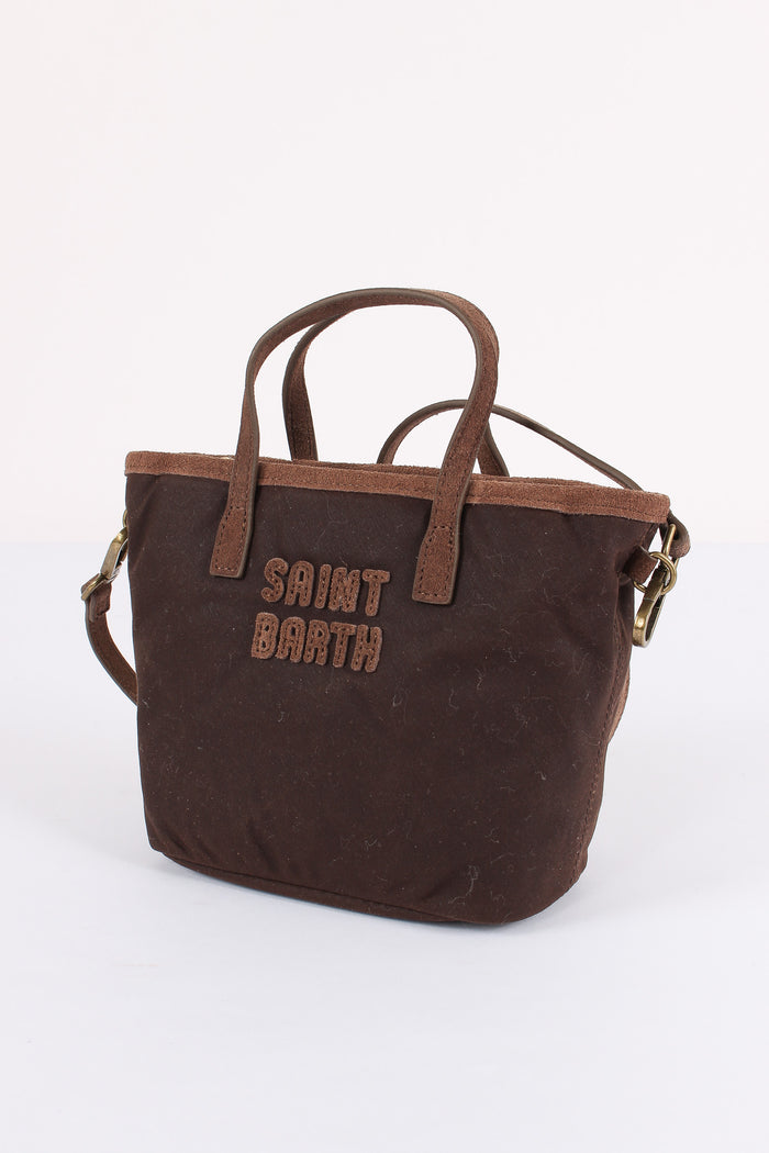 Borsa City Mini Ricamo Logo Brown-4