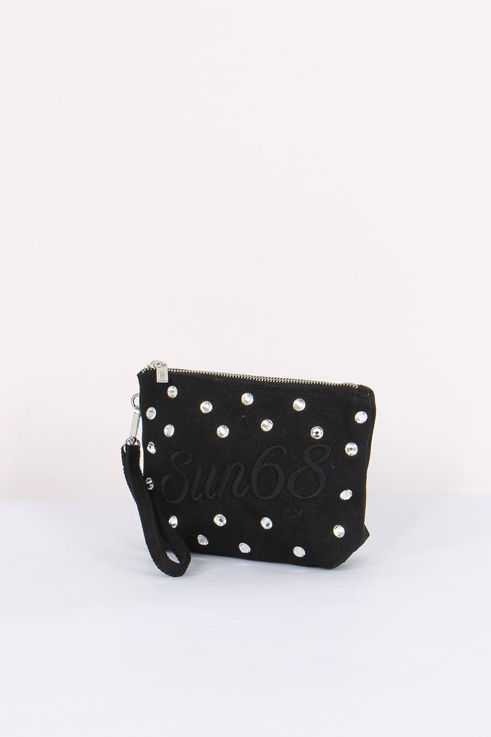Mini Pochette Canvas Strass Nero-2