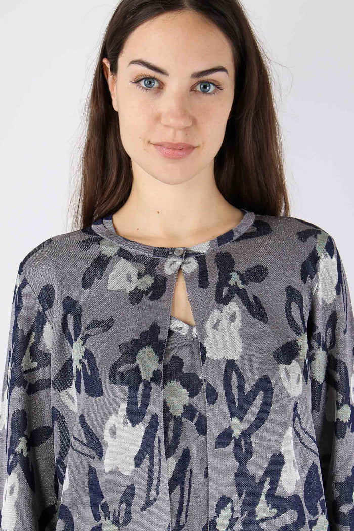 Cardigan  Jacquard Lurex Blu/salina-8