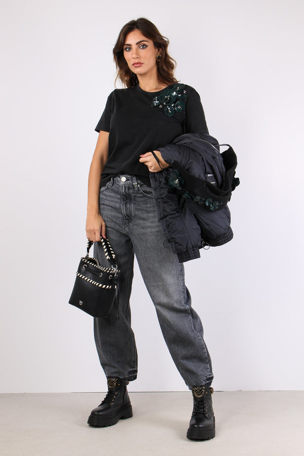 Dominga T-shirt Jersey Delave Nero Caviale