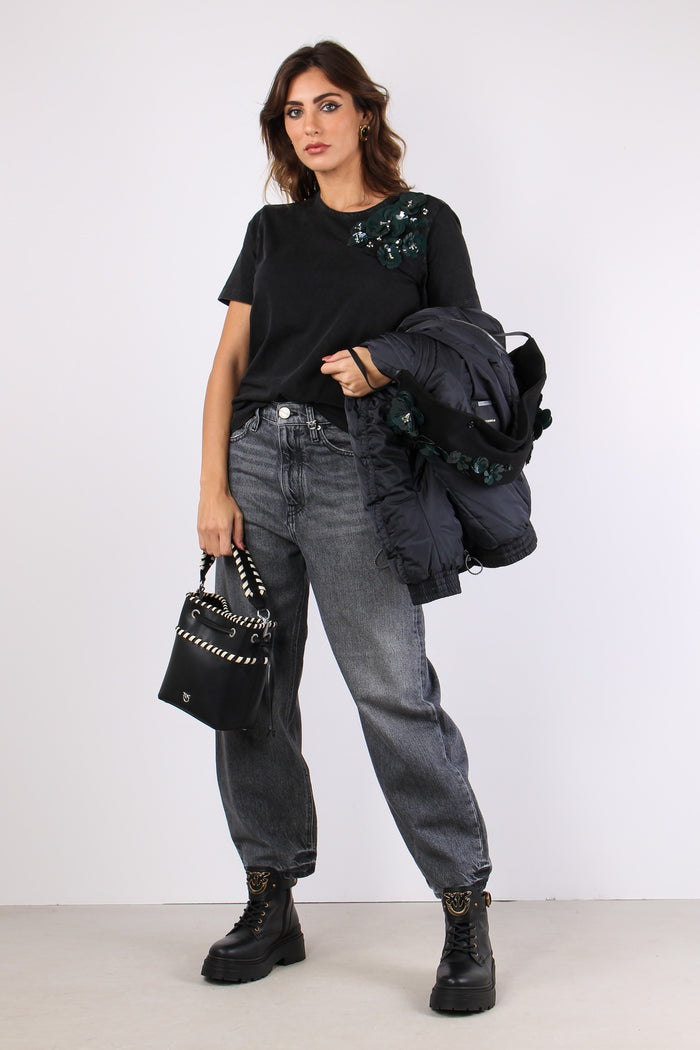 Dominga T-shirt Jersey Delave Nero Caviale