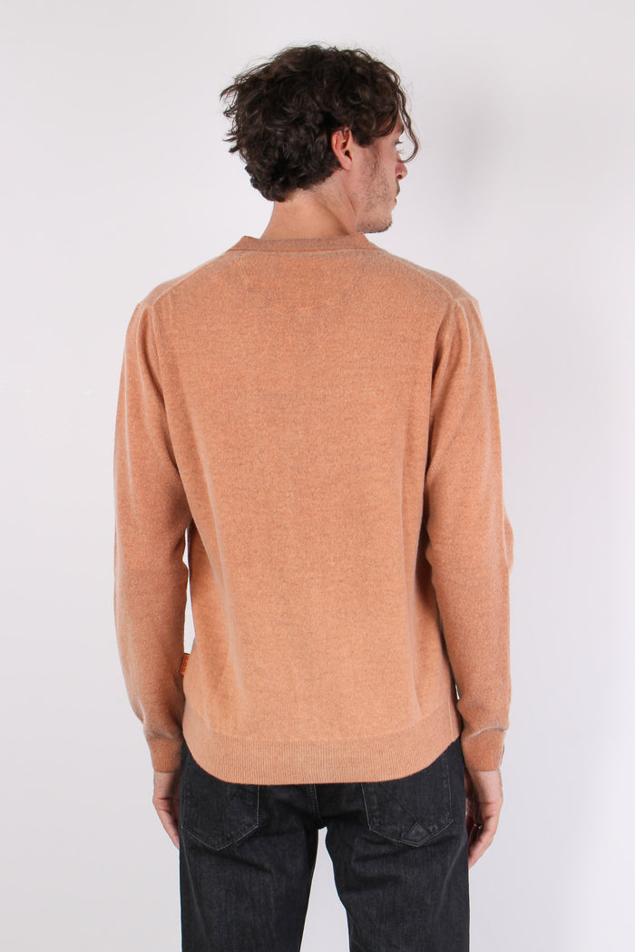 Cardigan Contrasto Fantasia Ruggine-4