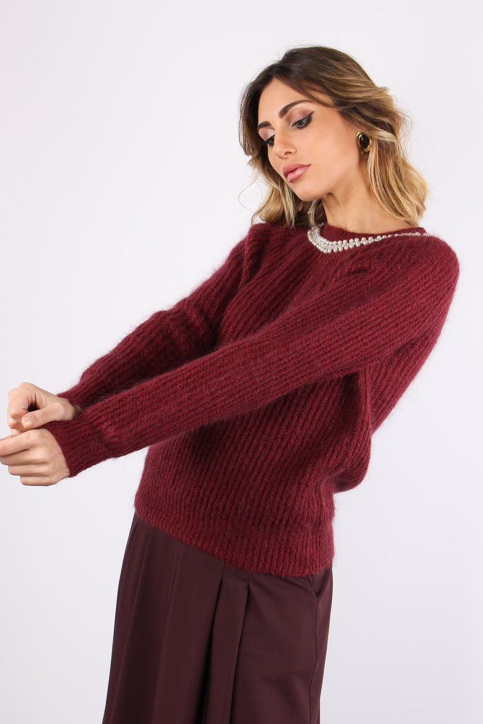 Maglia Mohair Collana Pietre Bordeaux-3