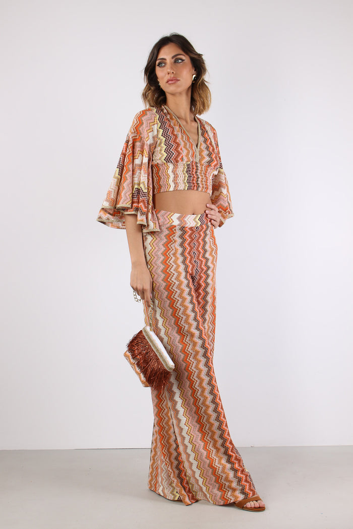 Pantalone Palazzo Jacquard Terra-5