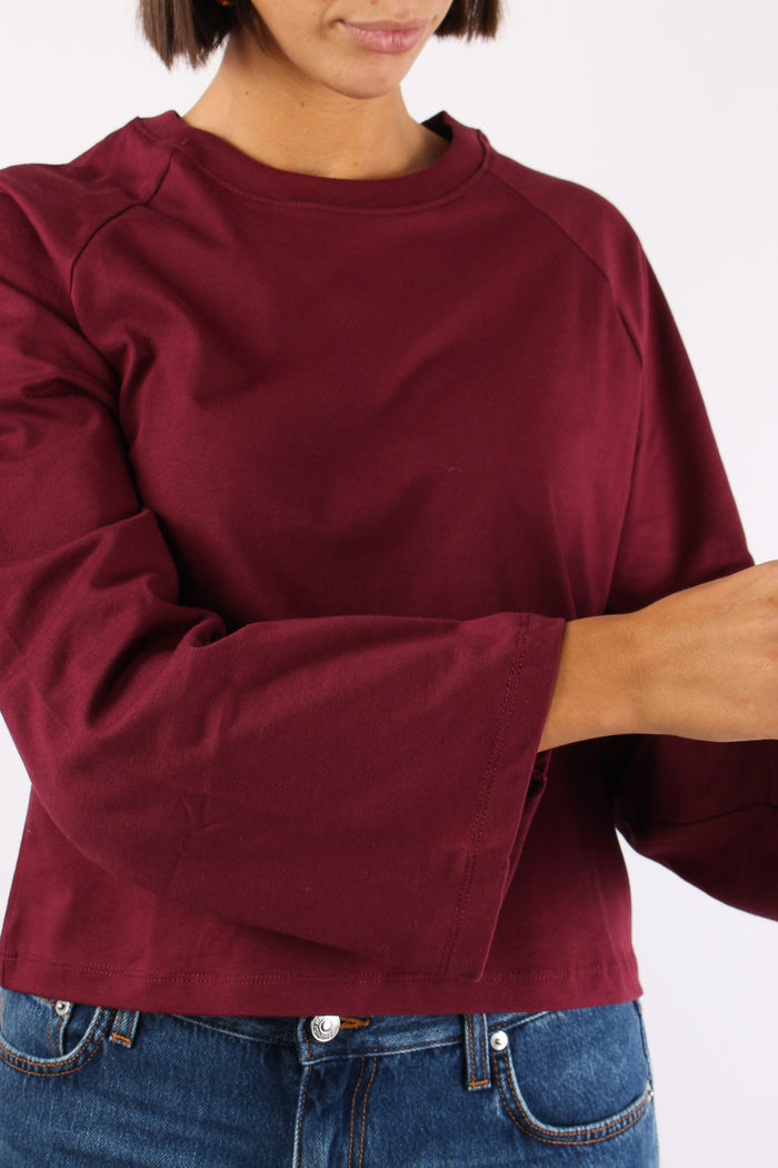 T-shirt Cotone Manica Svasata Bordeaux-8
