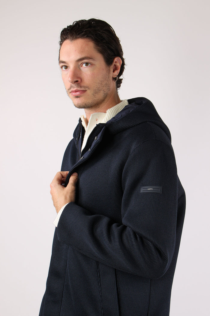 Parka Cappuccio Tricotech Blu Navy-4