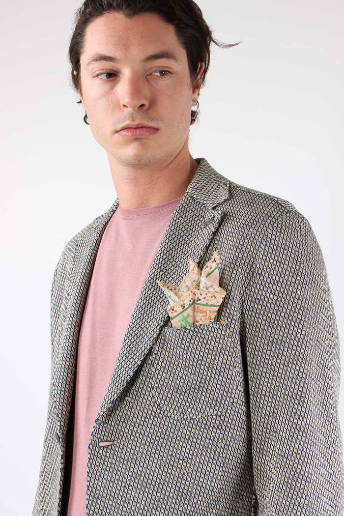 Giacca Jacquard Occhio Pernice Natural/blu-7