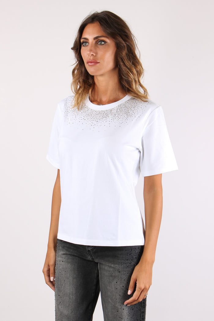 Davalos T-shirt Cascata Strass White-3