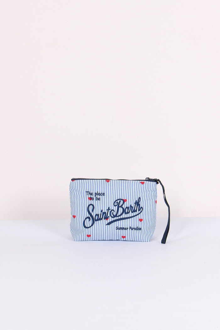 Aline Pochette Cotone Righe Bianco/azzurro-3