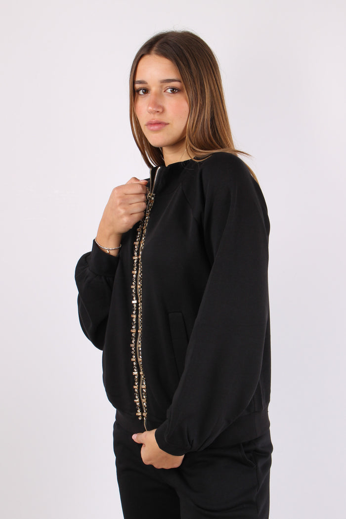 Felpa Zip Castone Nero-7