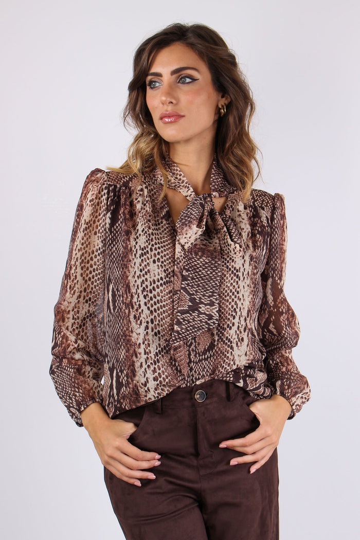 Camicia Fiocco Stampa Pitone Moro-9