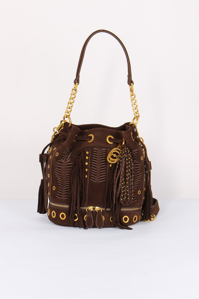 Secchiello Camoscio Frange Dark Brown-3