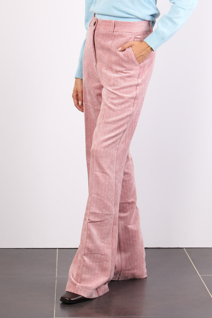 Pantalone Velluto Coste Rosa-6