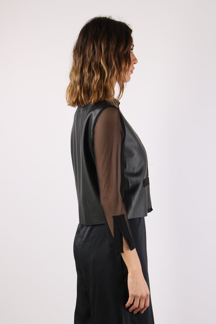 Alfio Giacca Ecopelle Tulle Black-7