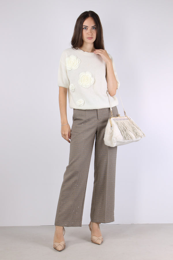 Maglia M/m Applicazione Rose Natural