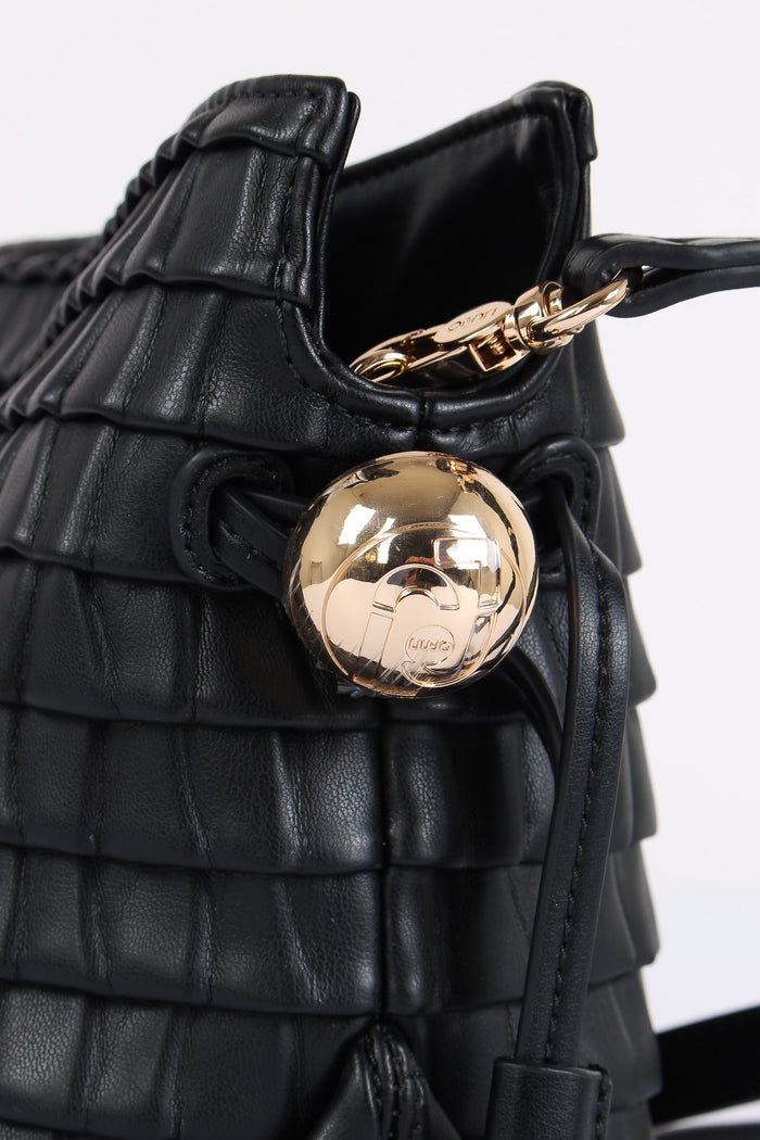 Mini Clutch Riprese Goffrata Nero-7