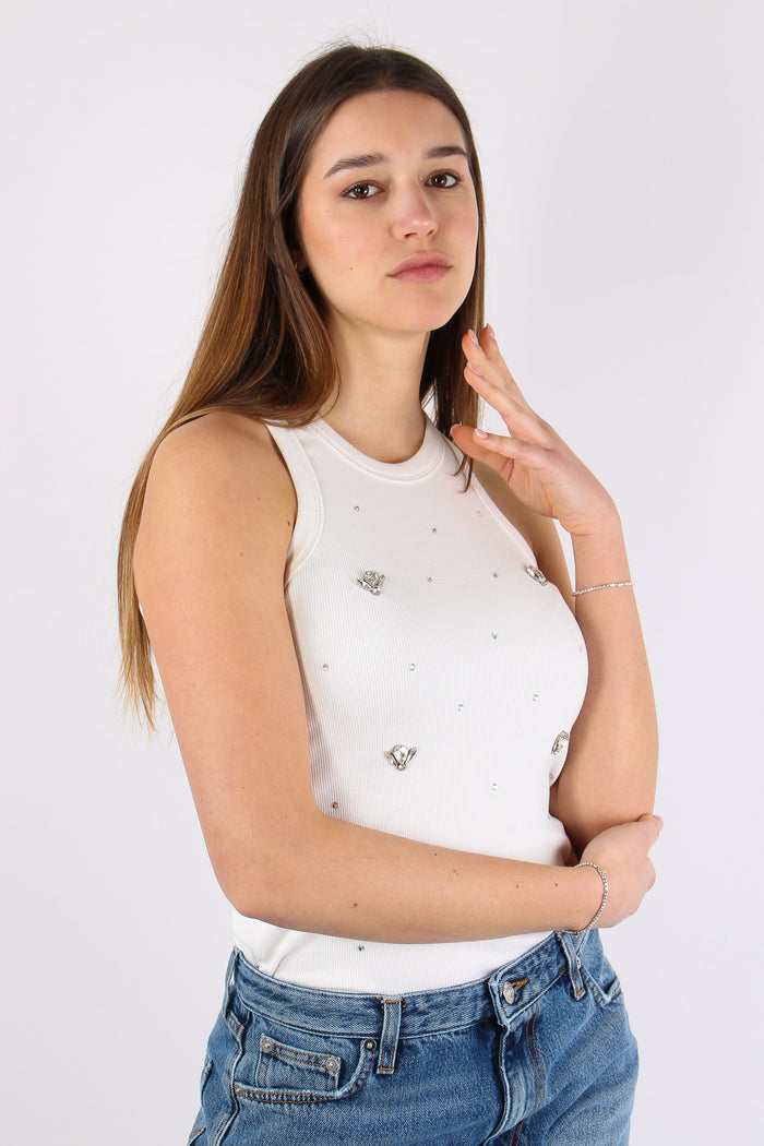 Canotta Costina Applicazioni Panna-8