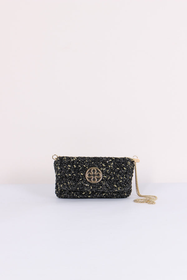 Greta Pochette Crochet Laminat Nero