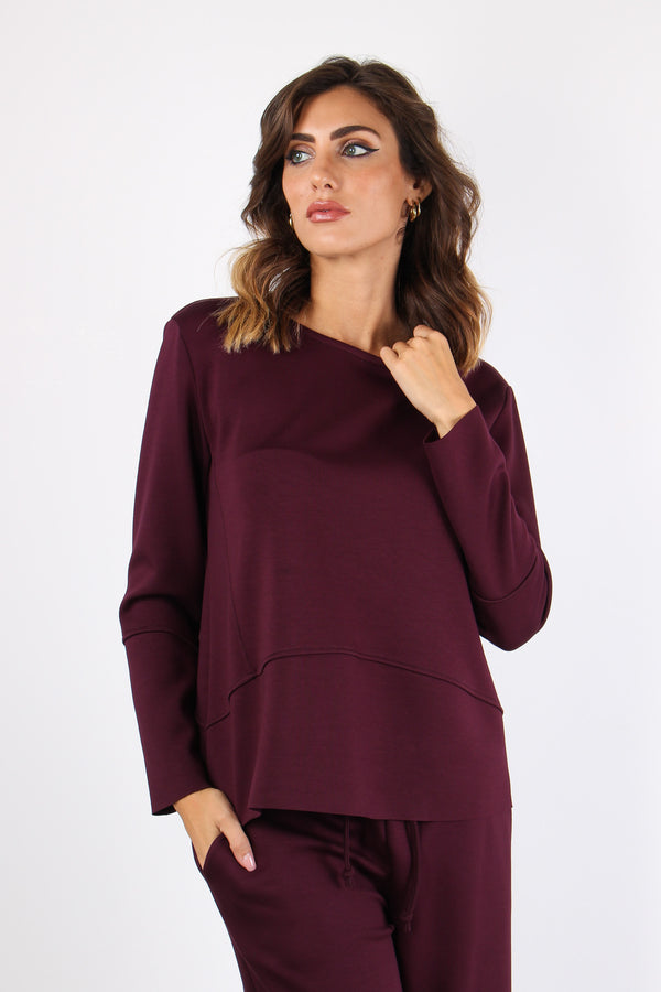 Felpa Girocollo Modal Vino-2