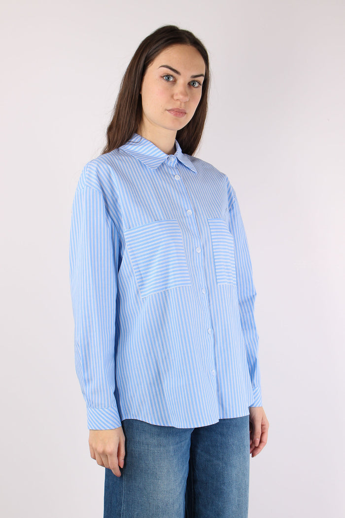 Camicia Cotone Riga Bianco/azzurro-7