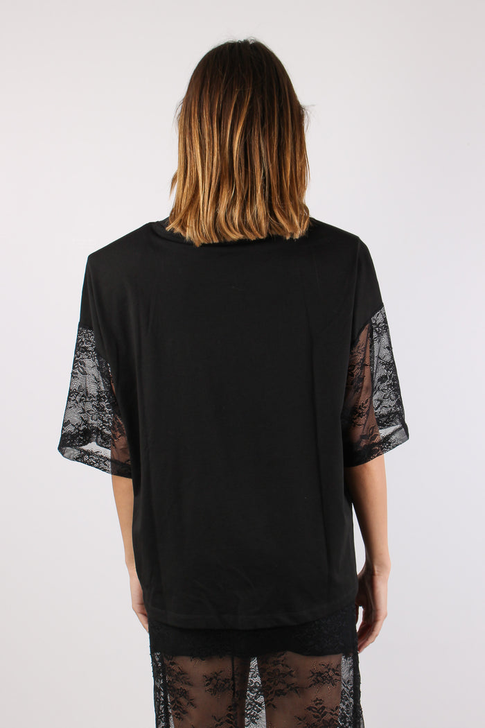 T-shirt M/m Spalline Pizzo Nero-4