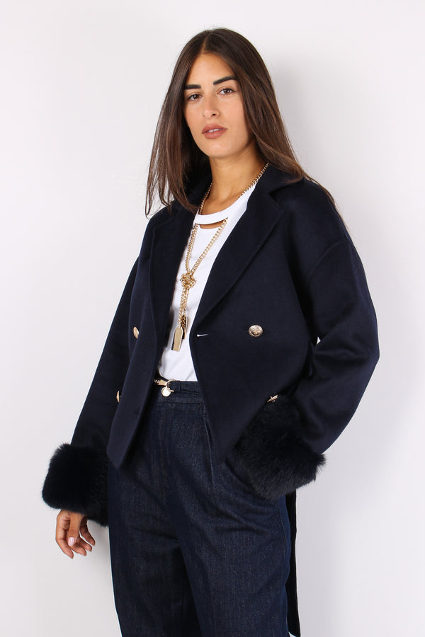 San_paolo Cappotto Corto Bordi Total Blu-2