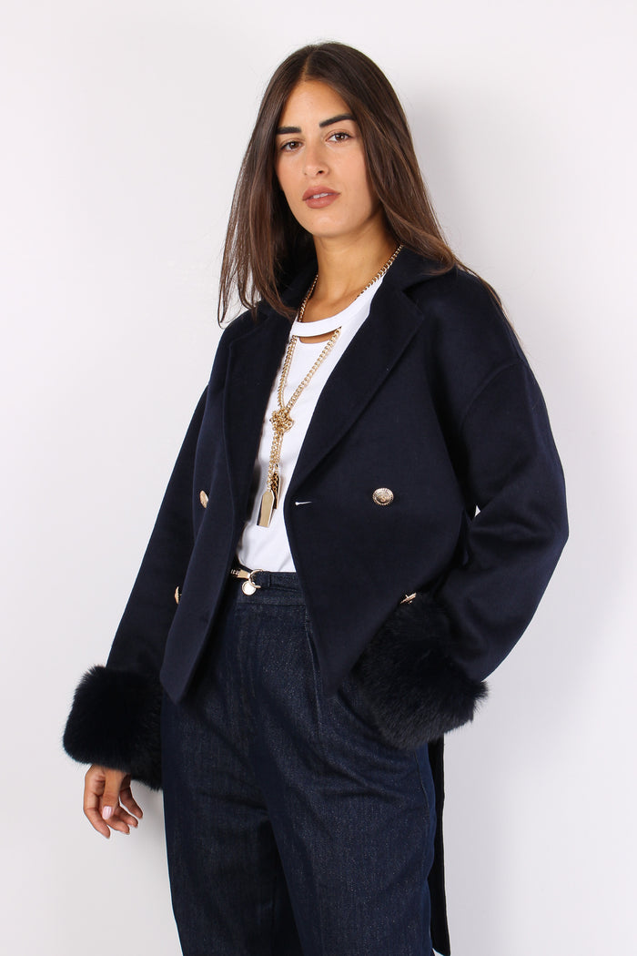 San_paolo Cappotto Corto Bordi Total Blu-2