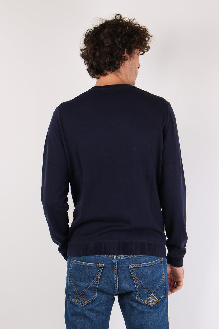 Maglia Girocollo Effetto Felpa Navy Blue-4