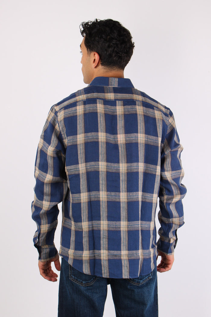 Camicia Madras Lino Navy-4