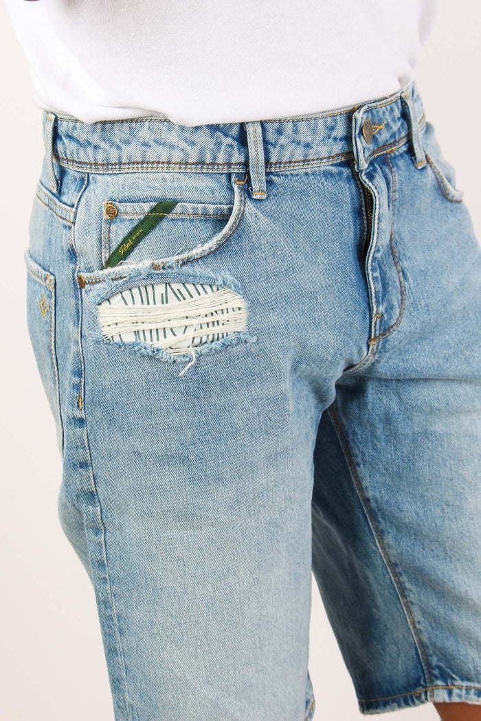 Bermuda Denim Rotture Denim Chiaro-7