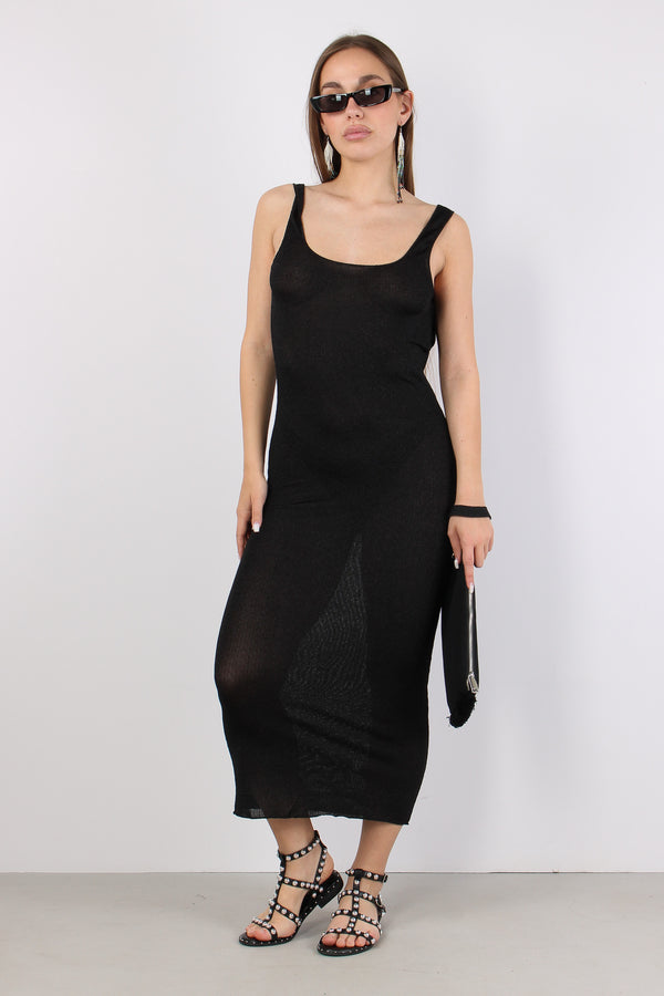 Abito Lurex Scavo Dietro Nero-2