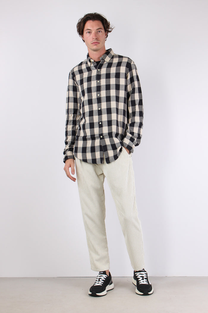 Camicia Fantasia Quadri Cream/black-7