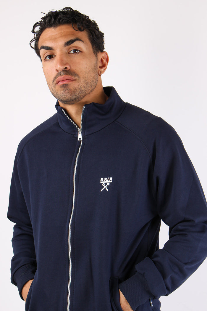 Felpa Zip Collo In Piedi Blu-7