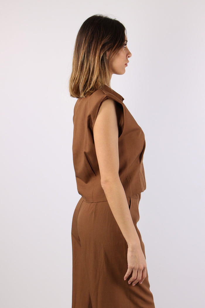 Camicia Smanicata Spalline Terra-6
